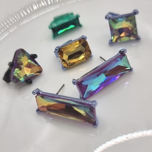 New ZARA night out irradescent ab pierced stud earrings faux cartilage clipset - Picture 7 of 10